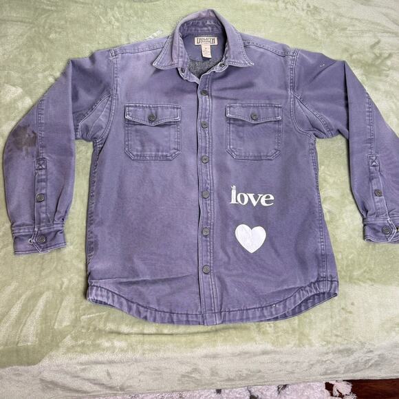 Duluth Other - Duluth Trading Fleece Lined Canvas Shirt Jacket Shacket Love Heart Workwear M